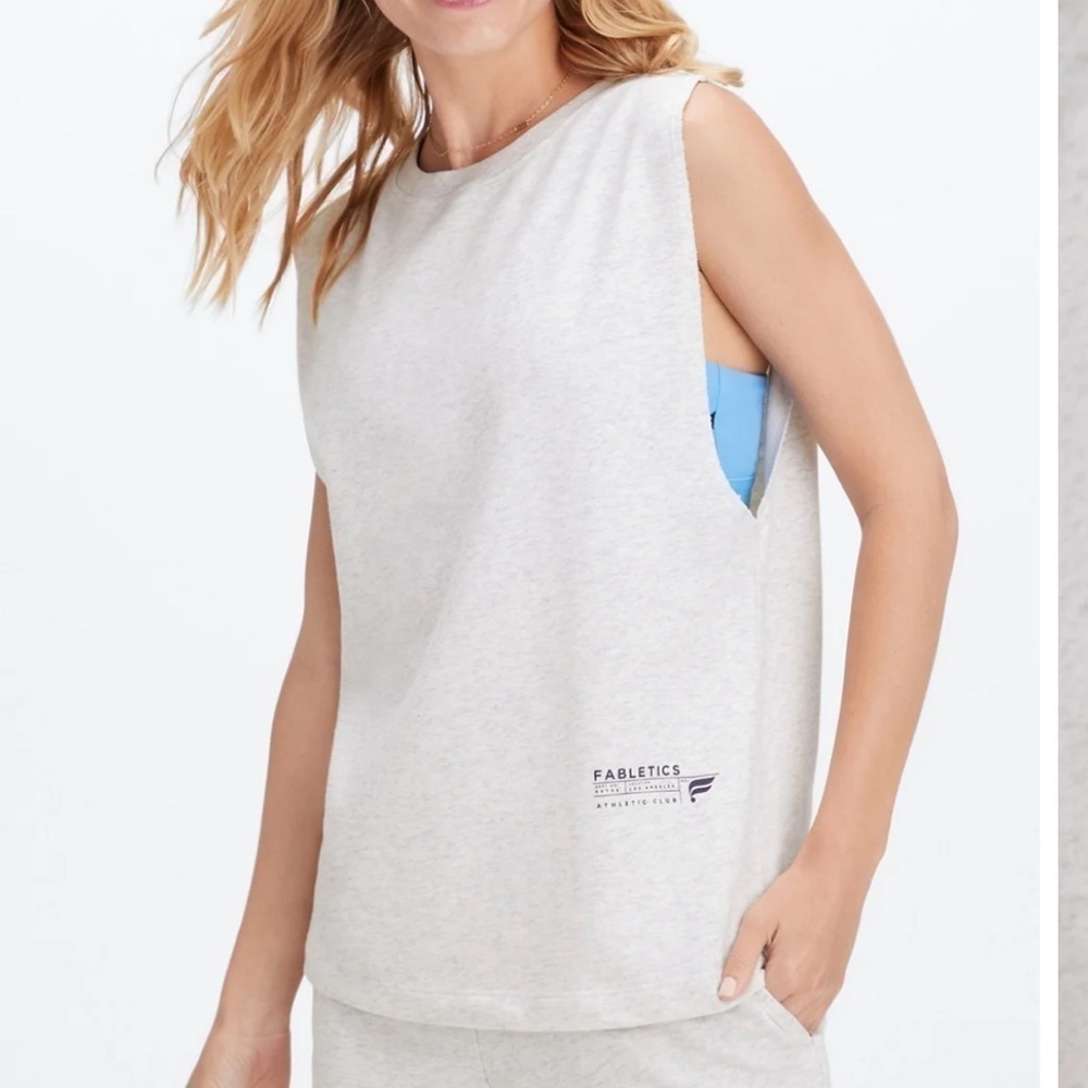Fabletics Women's Gray Terry Tank Oversized Size Medium New With Tags
